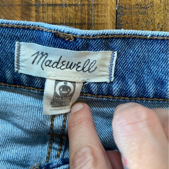 Madewell The Momjean Florian Wash TENCEL Denim Yoke-Pocket Blue Retro High Rise - Picture 10 of 13
